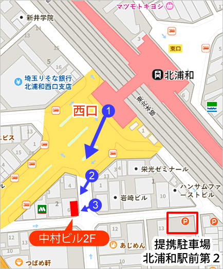アクセス（北浦和駅 西口前 徒歩１分）